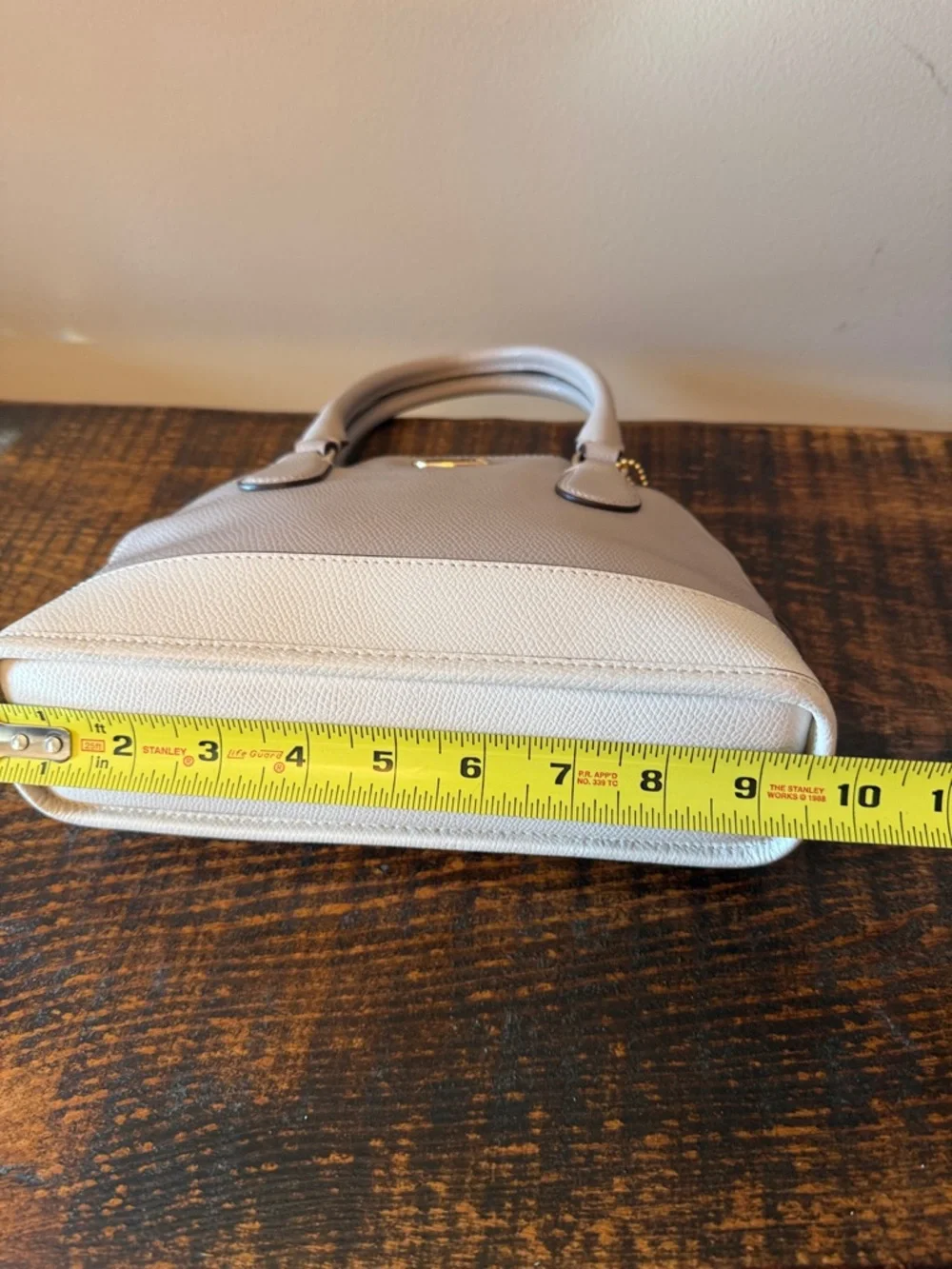 Coach Crossgrain Leather Mini Cora Domed Satchel F34517 Gray Birch Chalk